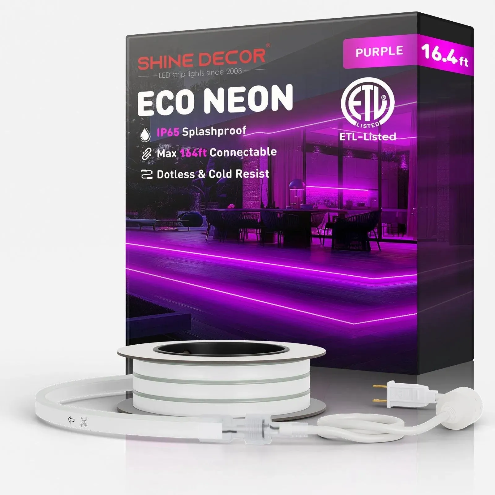 110V Eco LED Neon Rope Light Purple Medium-Priced Energy Efficient 189Lumens/M