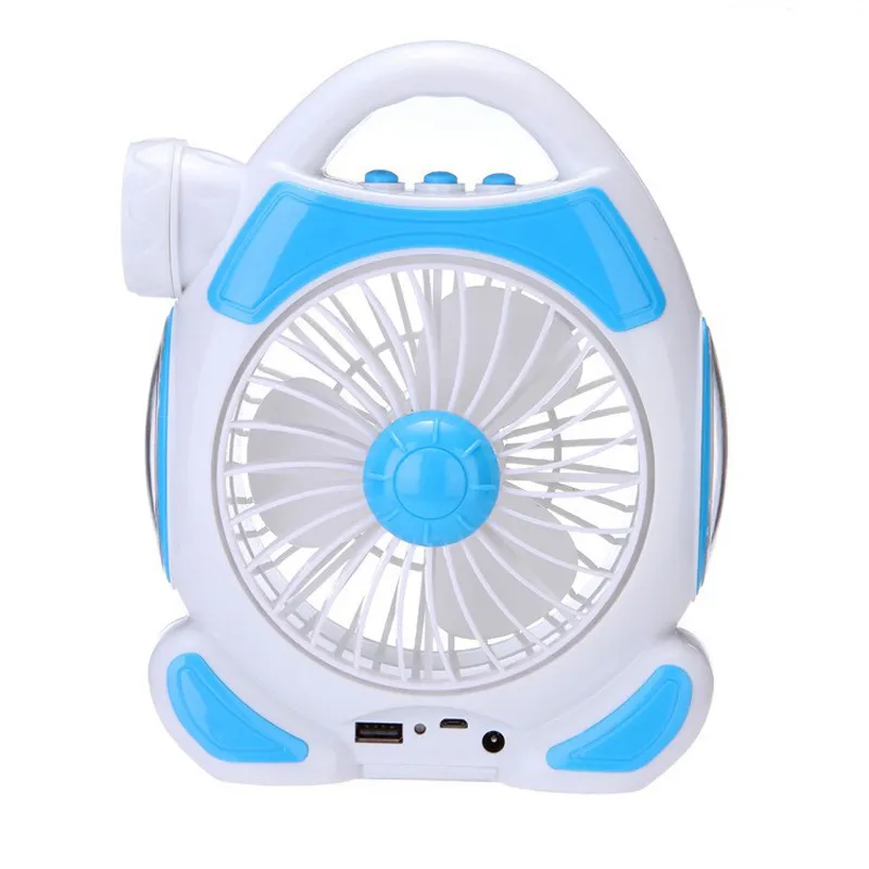 2 Cob 5W Led Portable Rechargeable Emergency Fan F50-8-1389 Blue