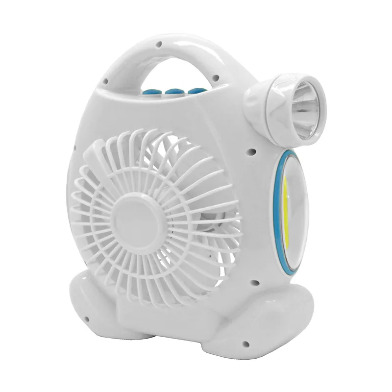 2 Cob 5W Led Portable Rechargeable Emergency Fan F50-8-1389 Blue