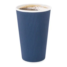 20 oz Midnight Blue Paper Coffee Cup - Ripple Wall - 3 1/2" x 3 1/2" x 6 1/4" - 250 count box