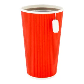 20 oz Red Paper Coffee Cup - Ripple Wall - 3 1/2" x 3 1/2" x 6 1/4" - 10 count box