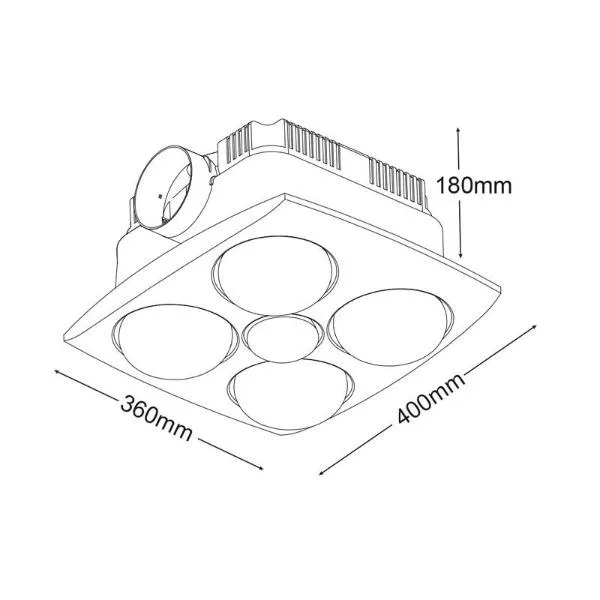 250m³/hr Contour 4 Exhaust Fan 3-in-1 w/ Heater and Light in Colour Silver or White