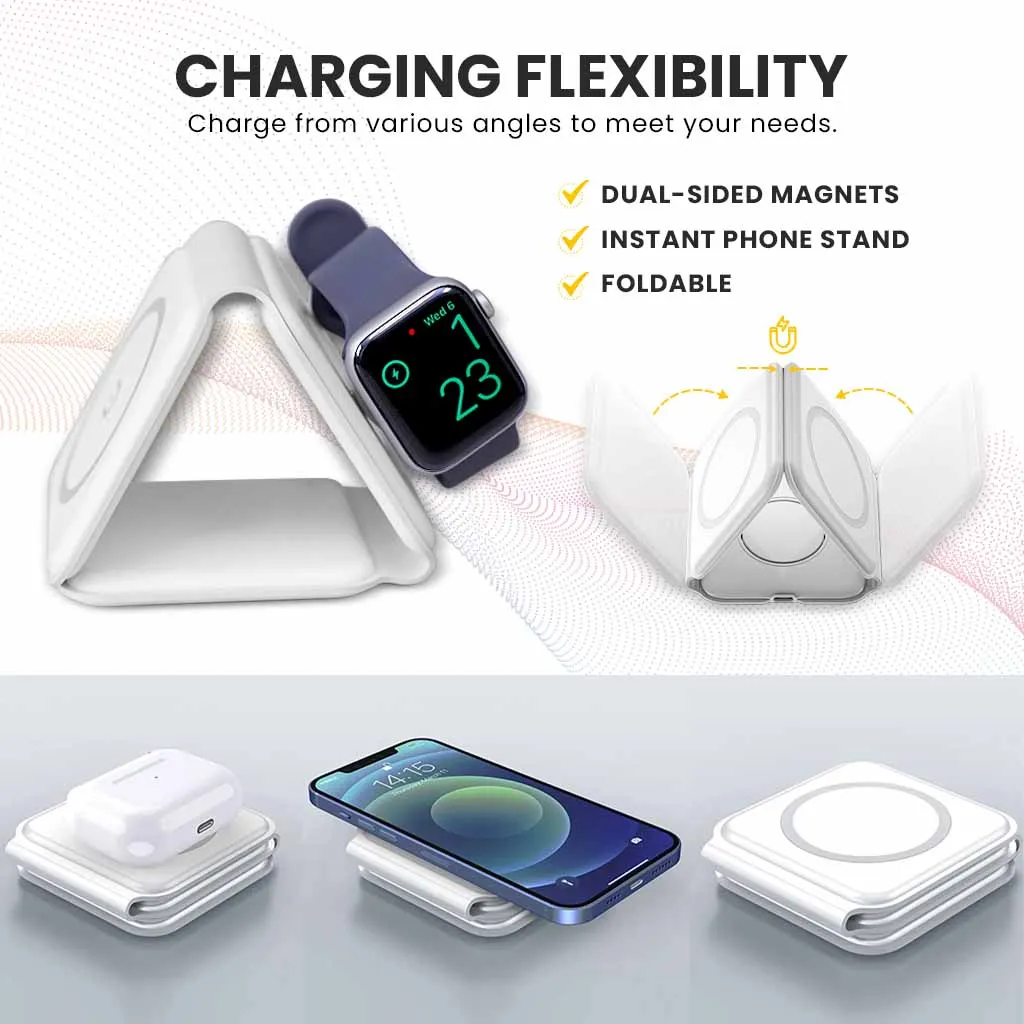 3-In-1 Magnetic Wireless Charger (Foldable)