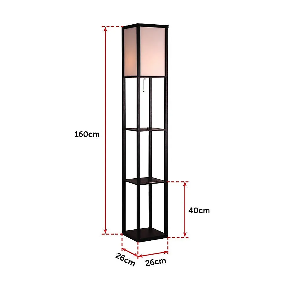 3-Shelf Wooden Floor Lamp, Diffused Light - Palermo