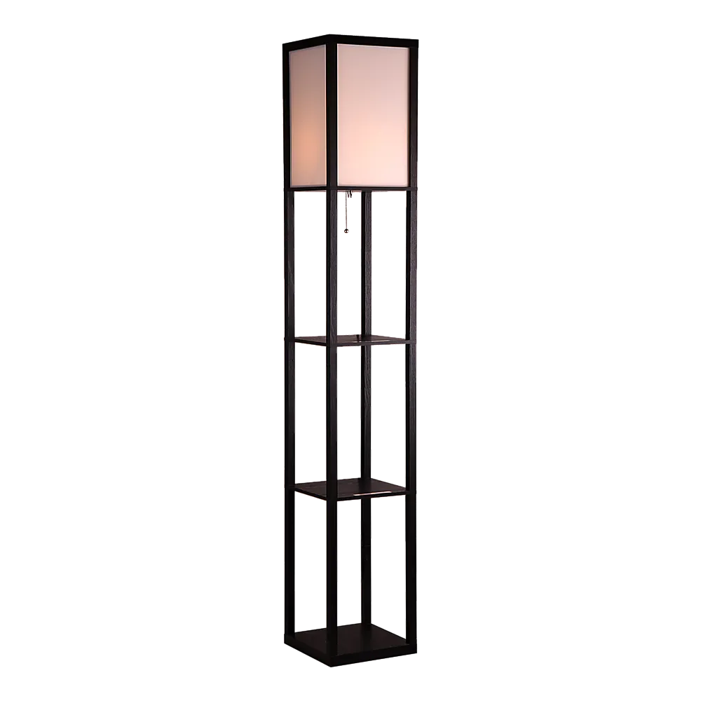 3-Shelf Wooden Floor Lamp, Diffused Light - Palermo