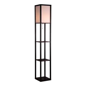 3-Shelf Wooden Floor Lamp, Diffused Light - Palermo