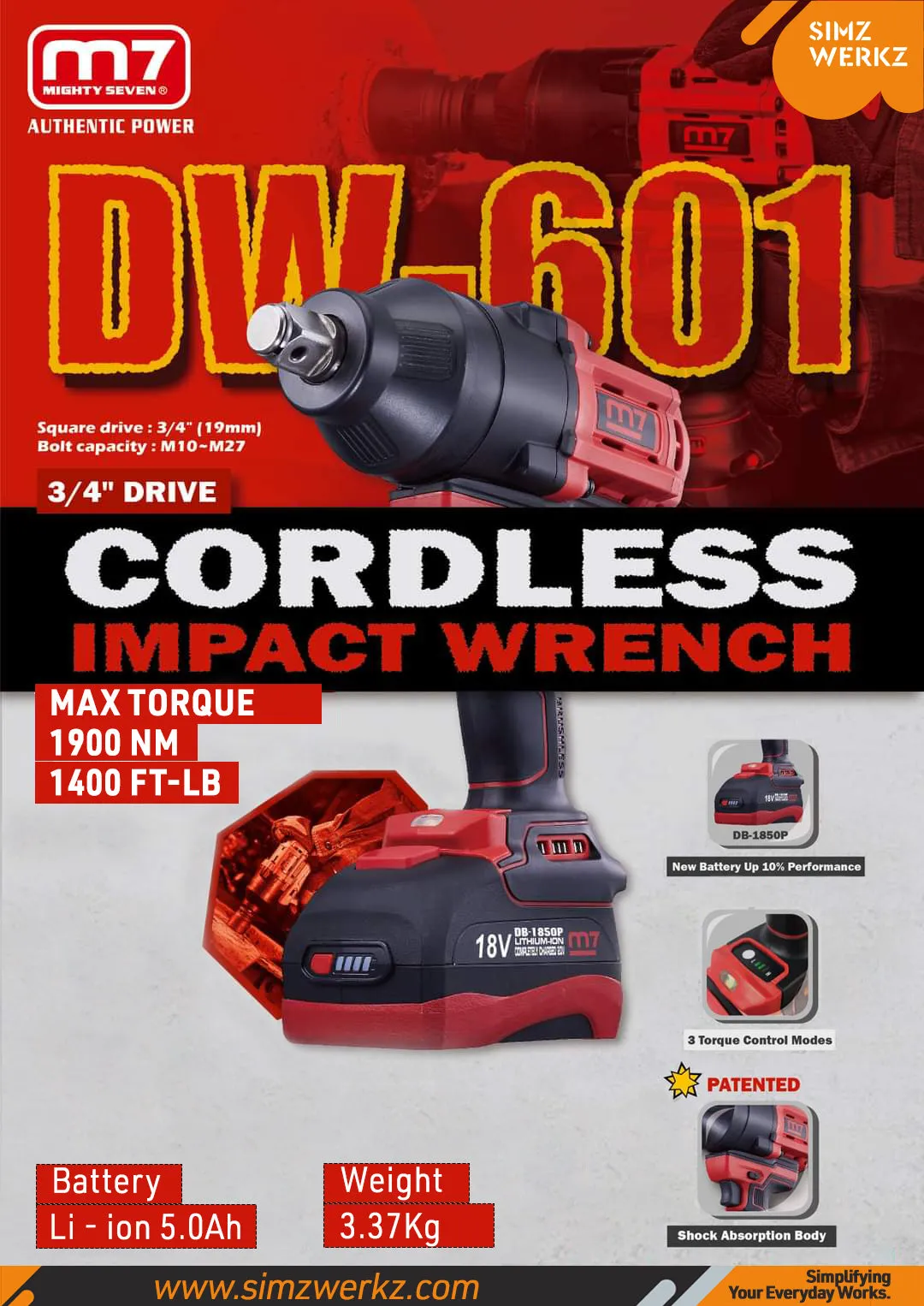 3/4" Dr. BL Cordless Impact Wrench