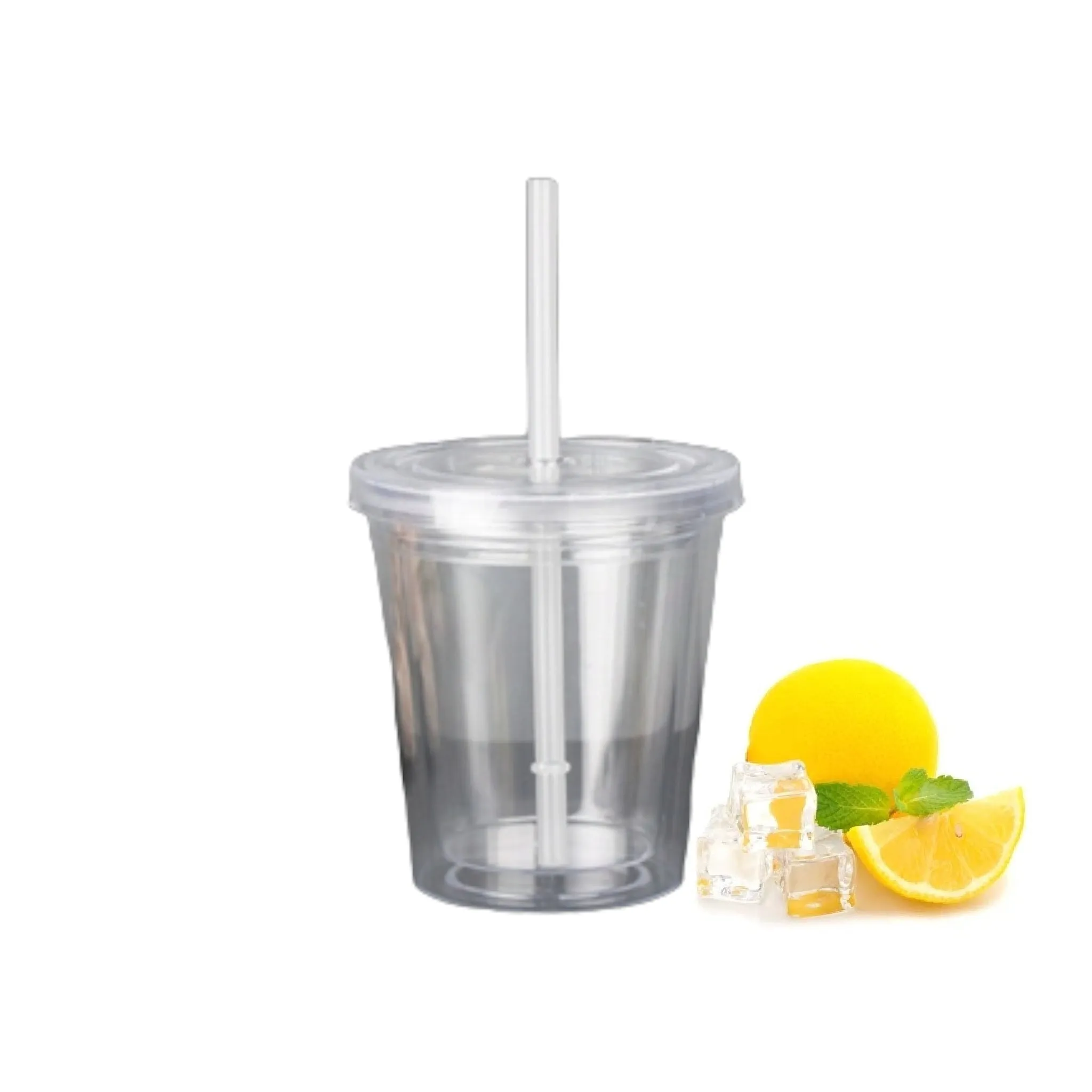 350ml Acrylic Tumbler Double Wall Insulated Cup with Straw