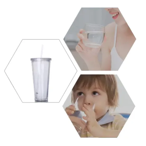 350ml Acrylic Tumbler Double Wall Insulated Cup with Straw