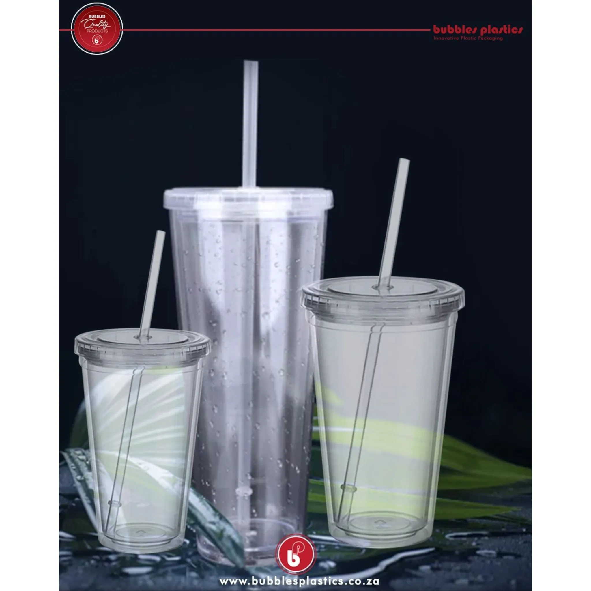 350ml Acrylic Tumbler Double Wall Insulated Cup with Straw