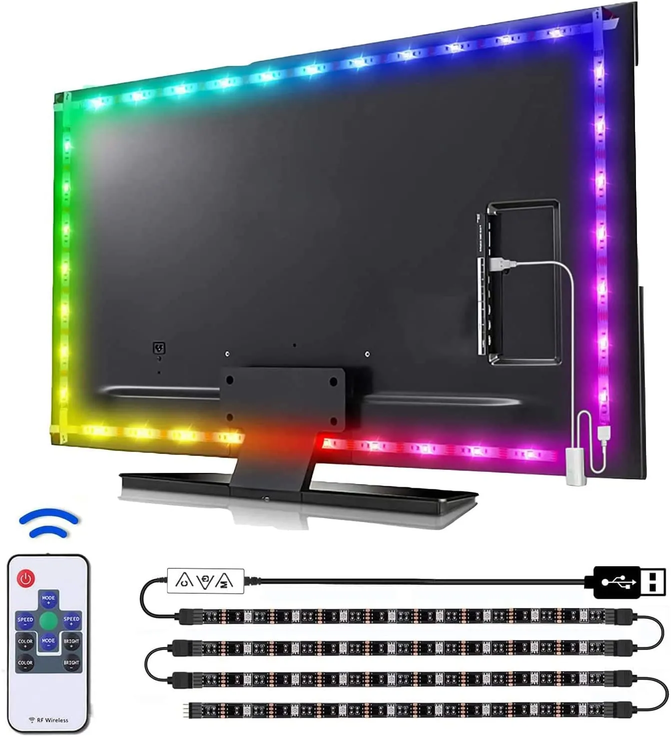 3M LED Strip Lights for TV, 16 Colors, 5-Level Brightness, Remote