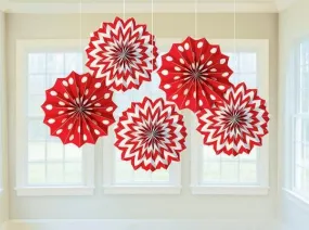 5 Pack Apple Red Printed Fans