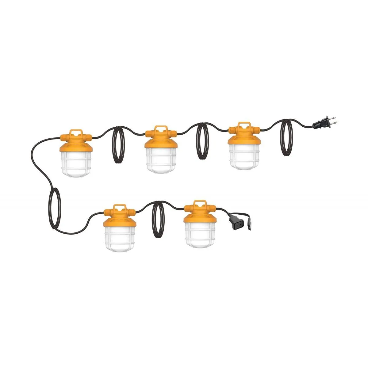 50ft LED Construction String Light, 50 Watts, 6000 Lumens, 5 Lights per String, 120V