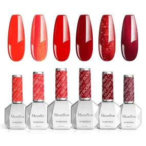 6 Colors Thick Gel Nail Polish Set 15ml - Red