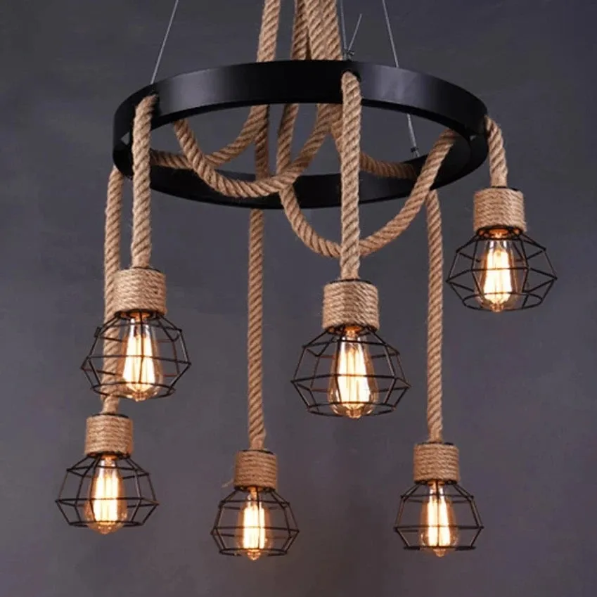 6 Vintage Ceiling Rope Hanging Pendant Light Without Bulb Fs Cd33