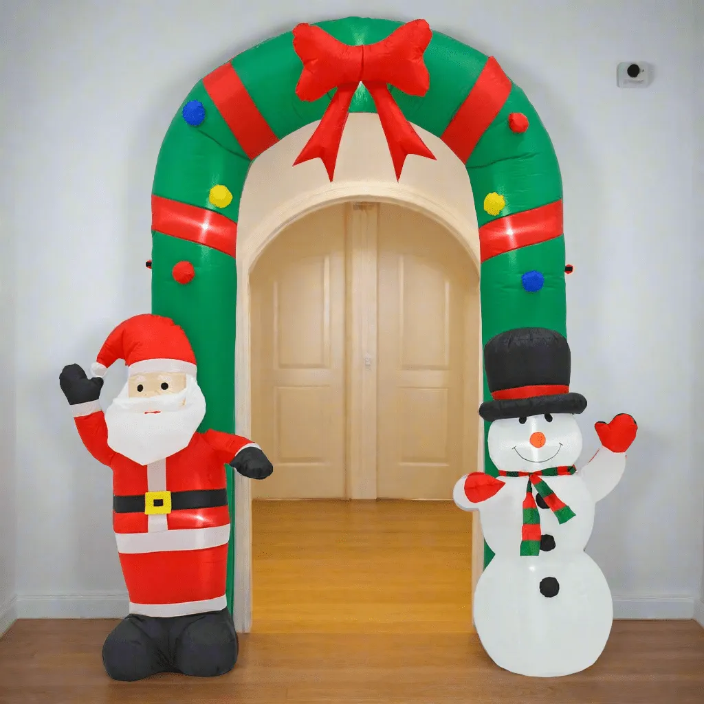 8ft Inflatable Light Up Santa Snowman Arch Christmas Decoration