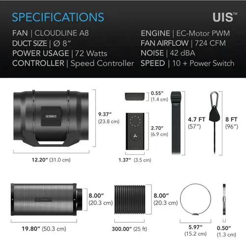 AC Infinity Fan and Filter Extraction Kit (No UIS Controller Included)