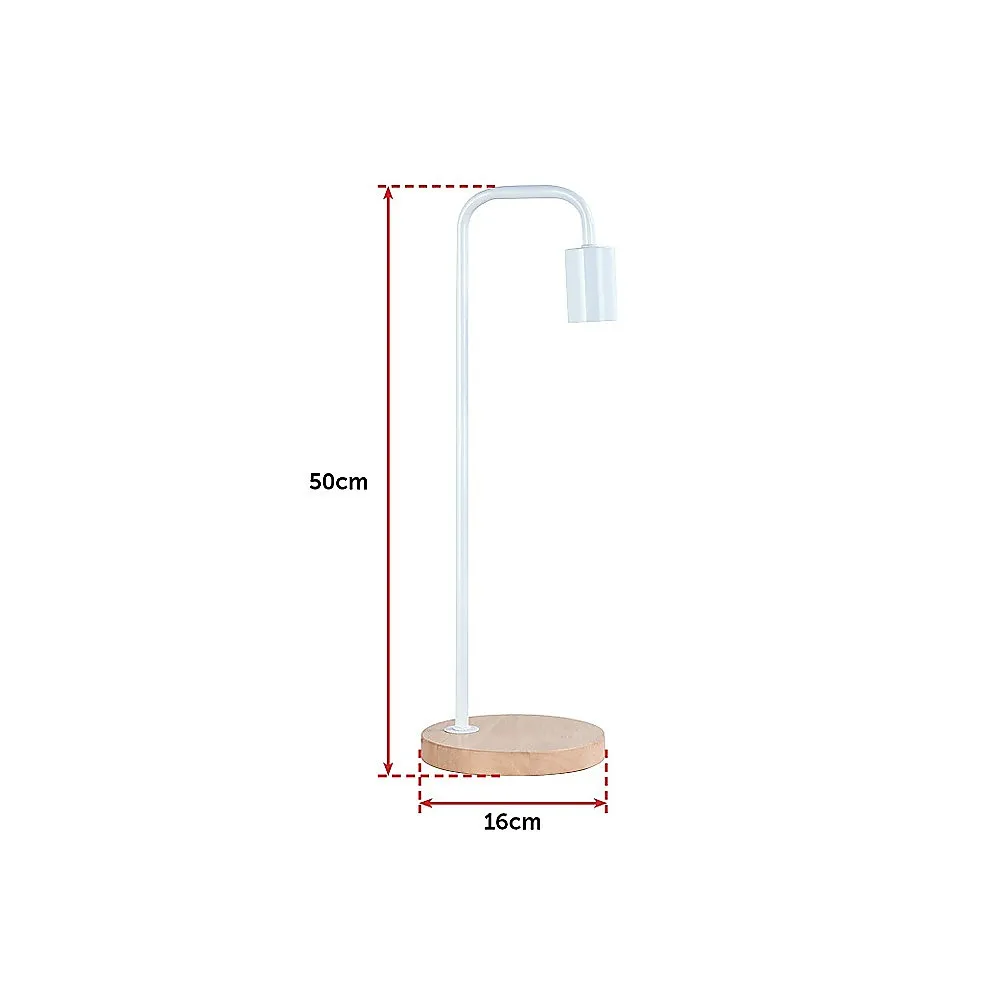 Adjustable Gooseneck Steel Desk Lamp, Wood Base, White