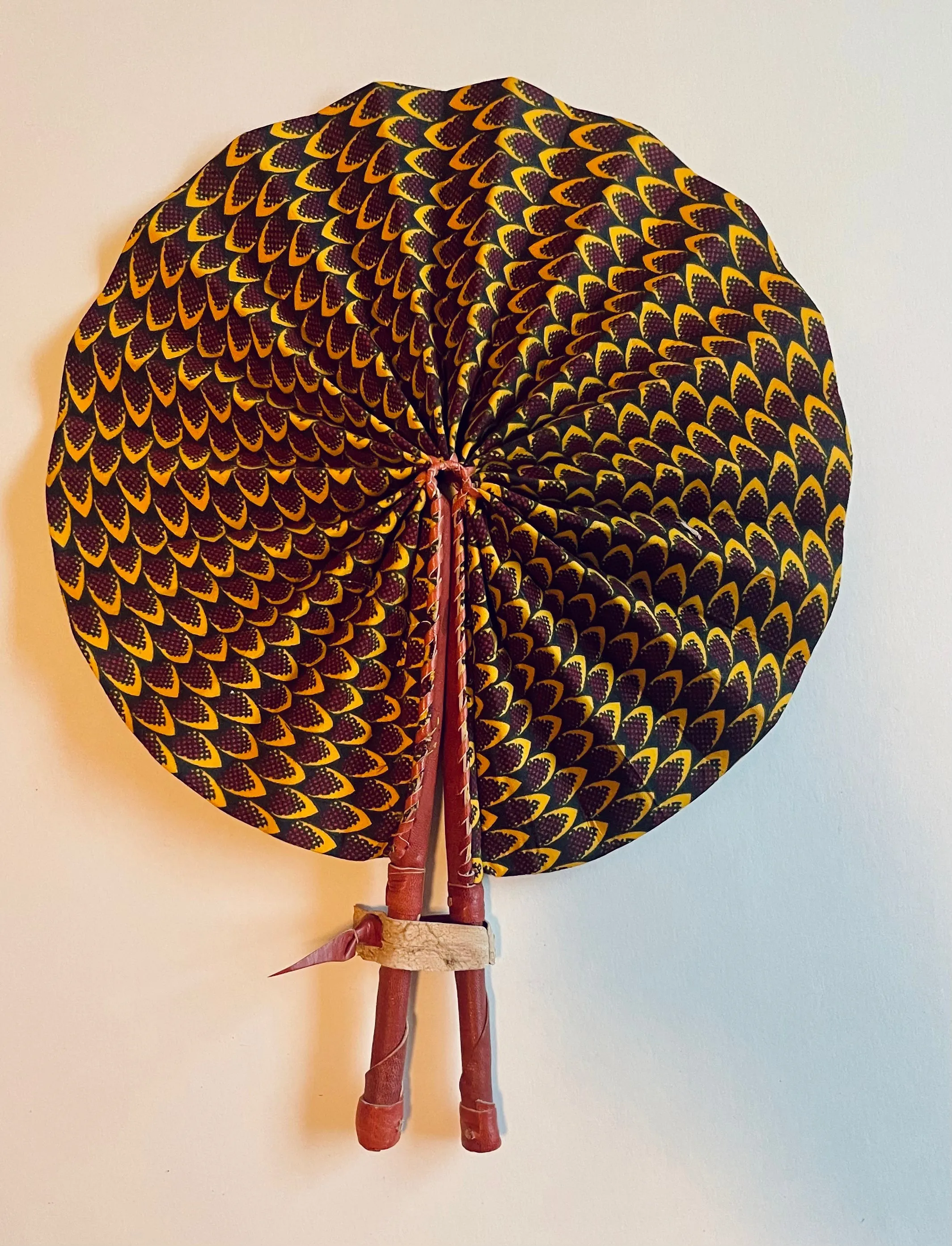 African Leather Folding Fan