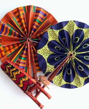 African Leather Folding Fan