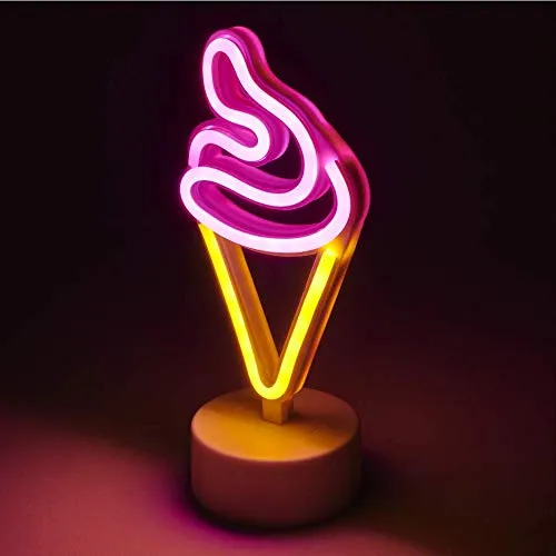 Amped & Co Ice Cream Desk Light, Mini LED Neon Collection, Night Lite Novelty Room Decor