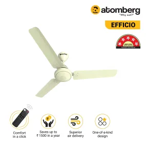 Atomberg Efficio Energy Saving 5 Star Rated 1200 mm 1200 mm BLDC Motor with Remote 3 Blade Ceiling Fan  Ivory