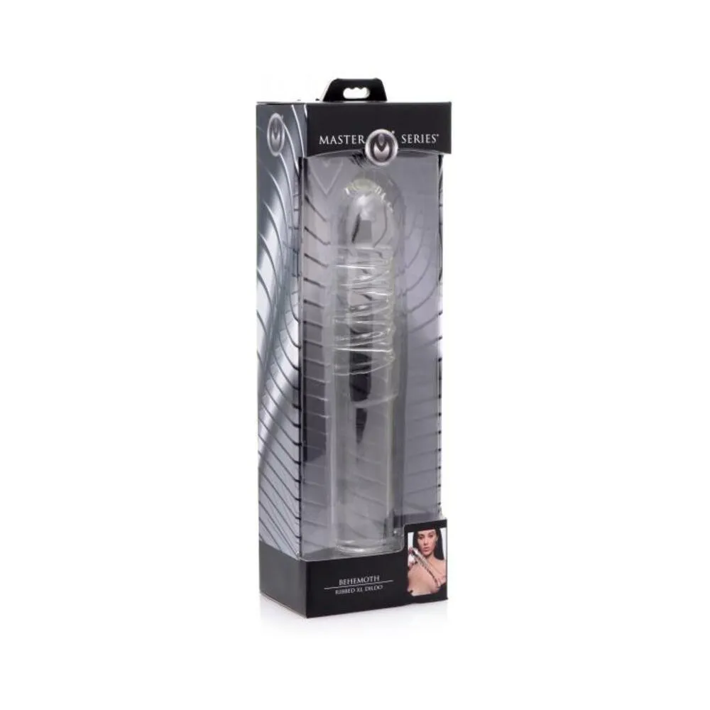 Behemoth Ribbed XL Glass Dildo Clear