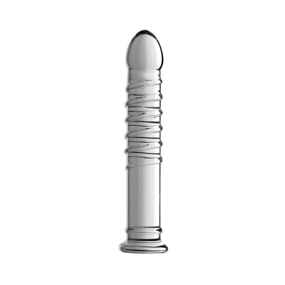 Behemoth Ribbed XL Glass Dildo Clear