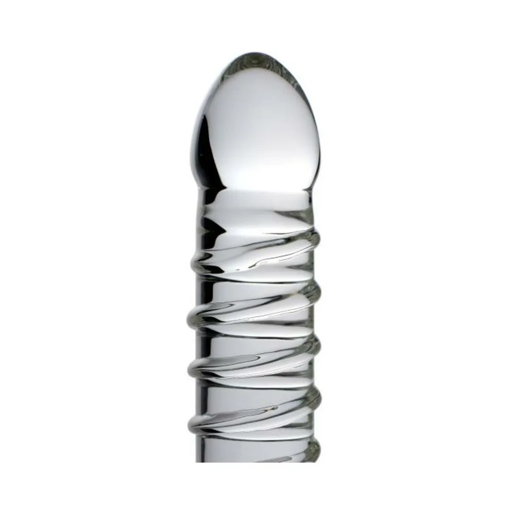 Behemoth Ribbed XL Glass Dildo Clear