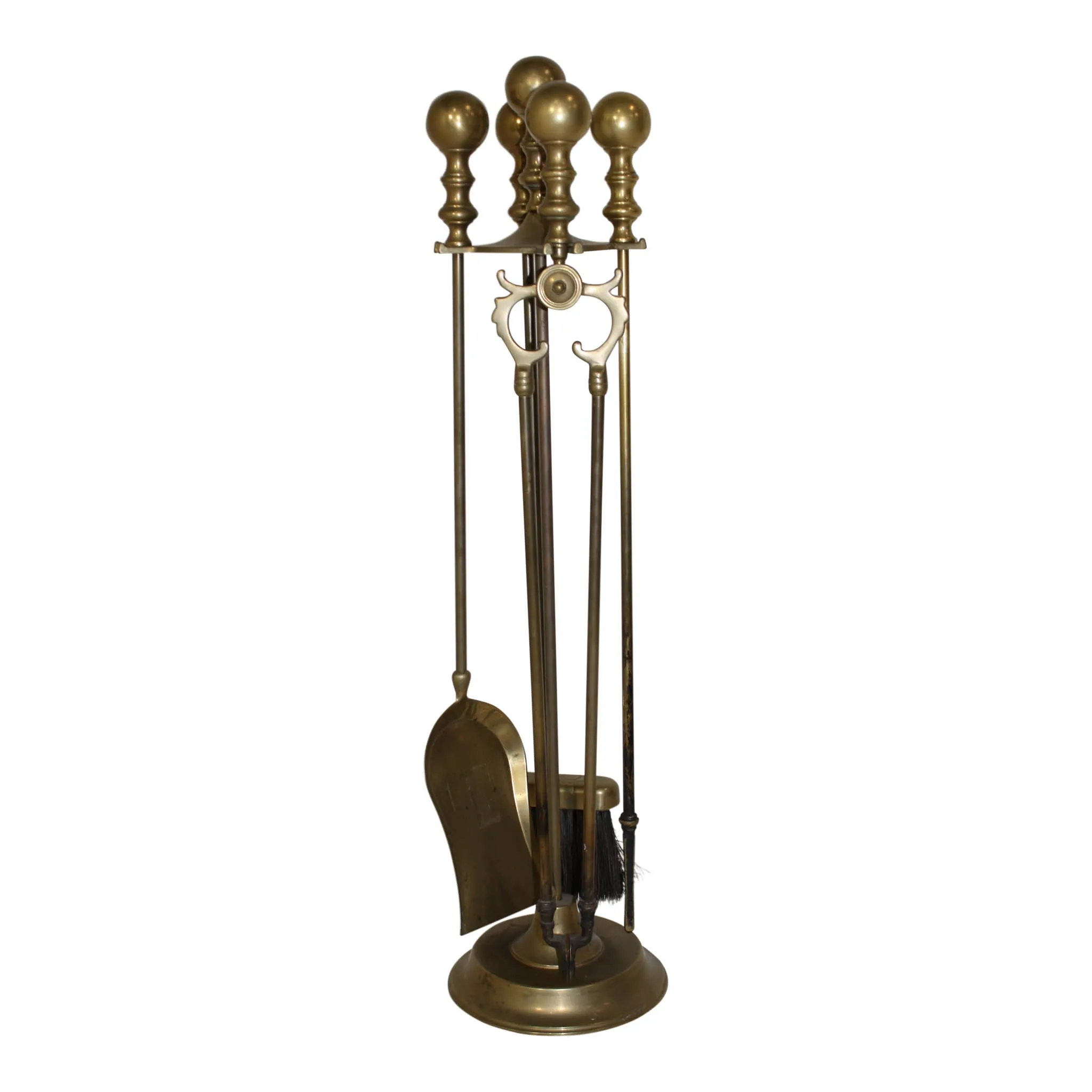 Brass Fireplace Tool Set and Stand