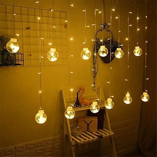 CITRA Indoor Outdoor String Lights Window Curtain Lights with 8 Flashing Modes Christmas Wedding Party Home Garden Shop Decoration Backdrop (8.2 Feet, Wish Ball-Warm White)