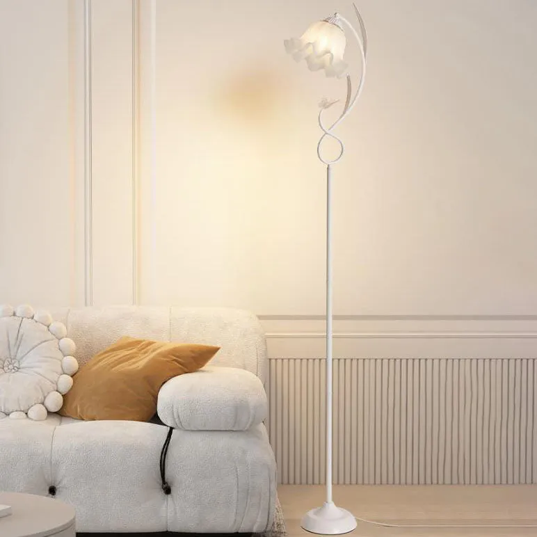 Contemporary Creative Wrought Iron Acrylic Flower 1-Light Standing Floor Lamp For Bedroom