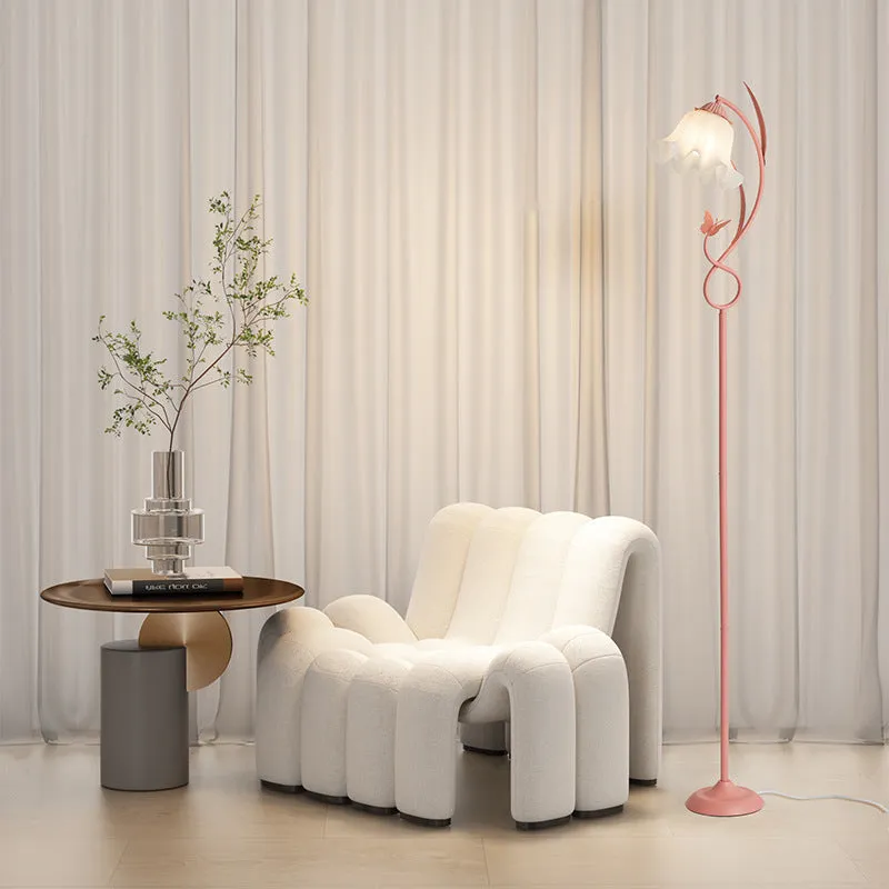 Contemporary Creative Wrought Iron Acrylic Flower 1-Light Standing Floor Lamp For Bedroom