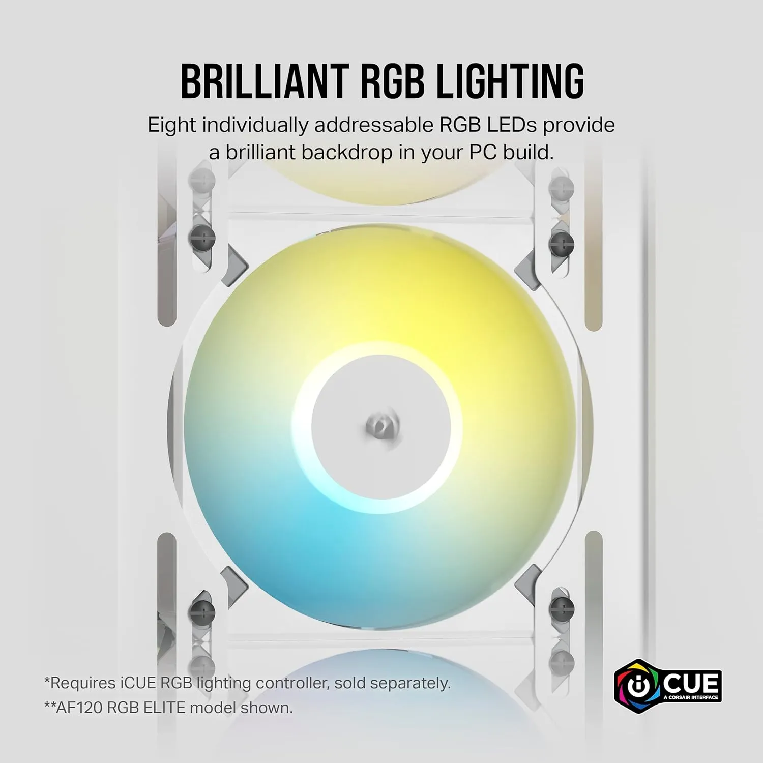 Corsair iCUE AF120 RGB SLIM 120mm PWM Fluid Dynamic Bearing Single Fan - White 白色 (單件裝) CO-9050164-WW