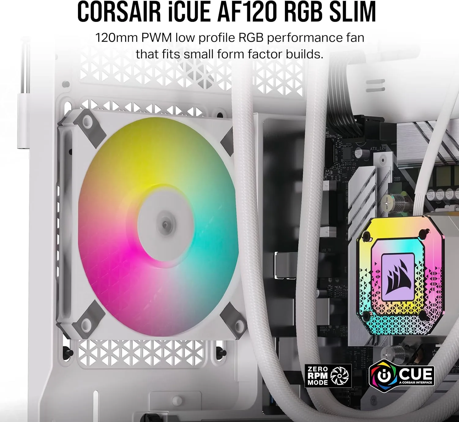 Corsair iCUE AF120 RGB SLIM 120mm PWM Fluid Dynamic Bearing Single Fan - White 白色 (單件裝) CO-9050164-WW