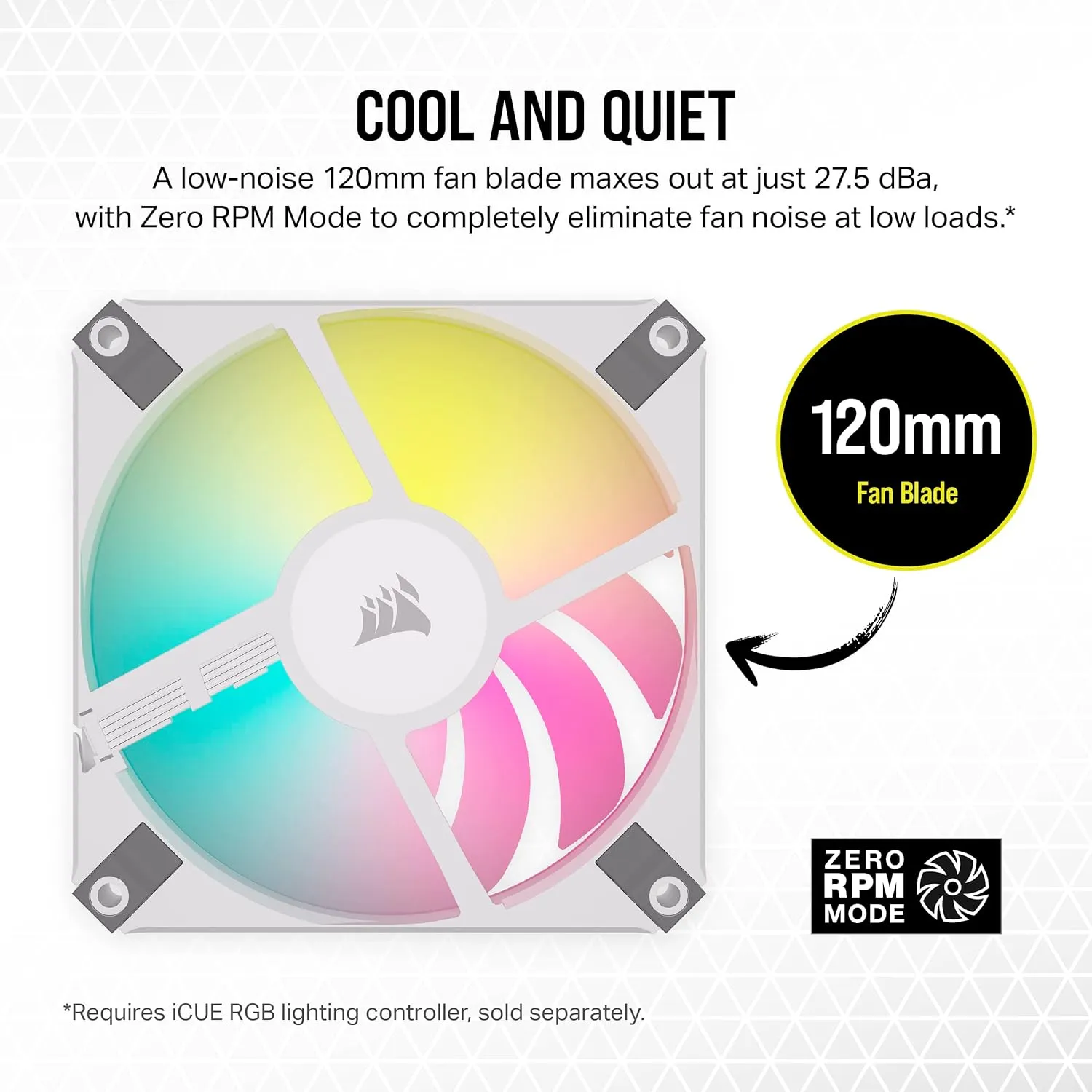 Corsair iCUE AF120 RGB SLIM 120mm PWM Fluid Dynamic Bearing Single Fan - White 白色 (單件裝) CO-9050164-WW