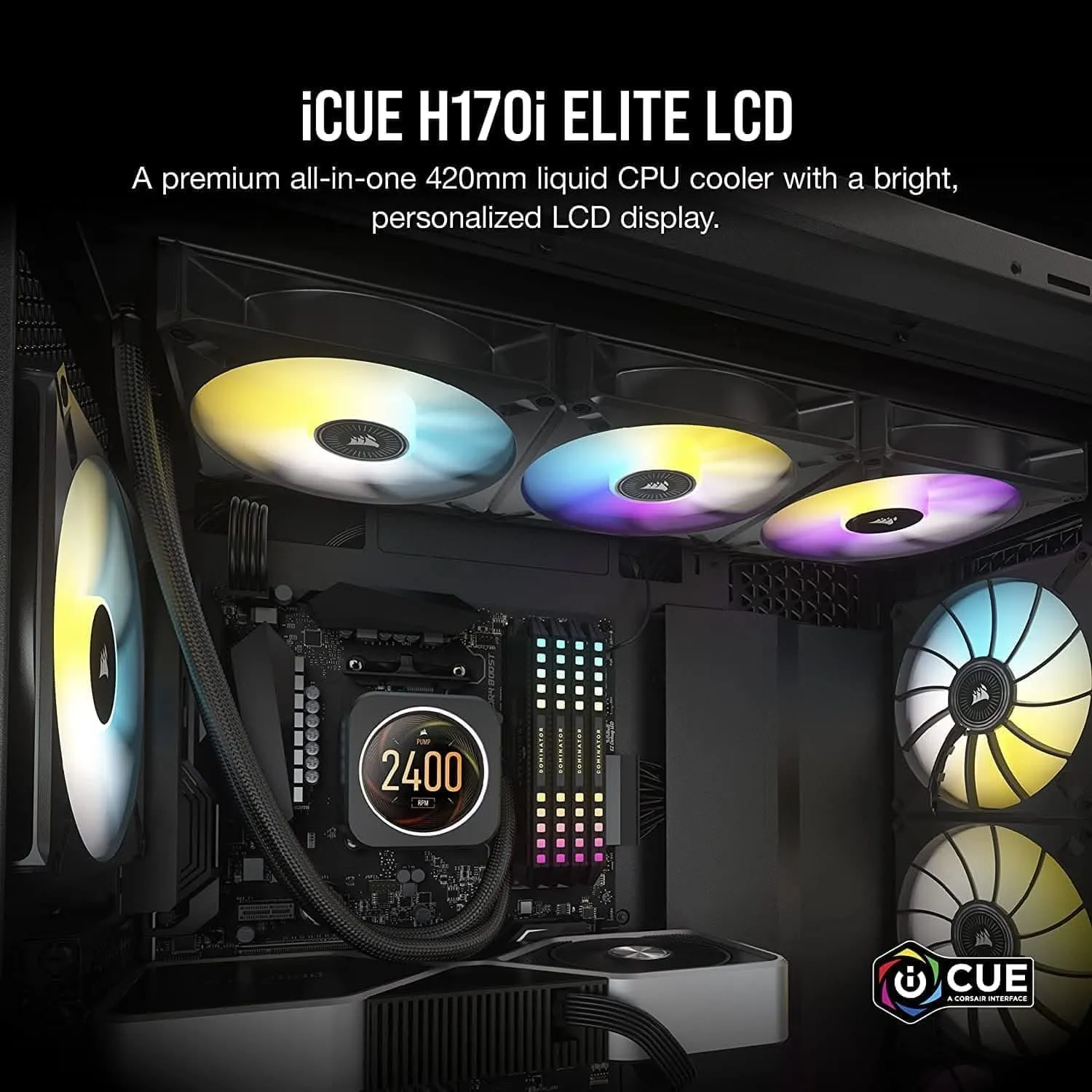 CORSAIR ICUE H170I 420MM ELITE CAPELLIX LCD AIO LIQUID COOLER