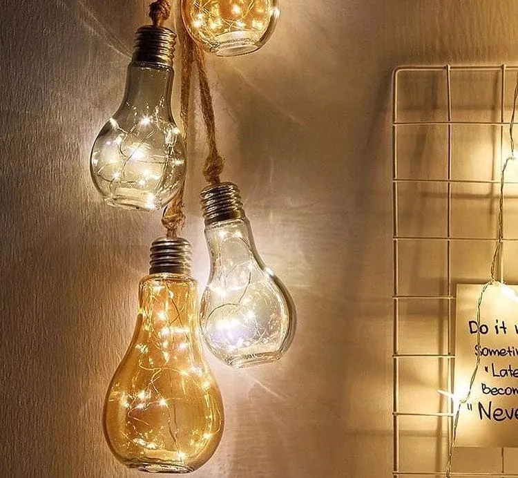 Creative Hemp Rope Led Bulb, Wall Hanging Led Glass Bulb, Craft Style Bulb For Decoration