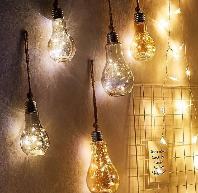 Creative Hemp Rope Led Bulb, Wall Hanging Led Glass Bulb, Craft Style Bulb For Decoration