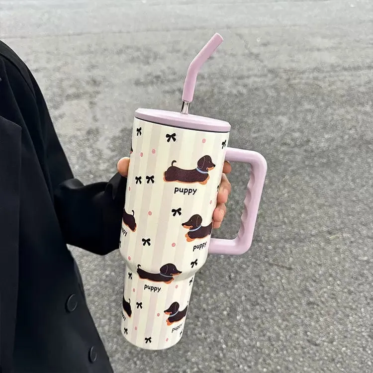 Dachshund Insulated Mug with Straw