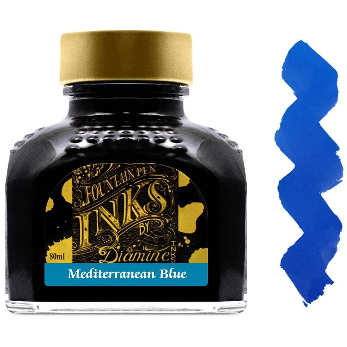 Diamine Fountain Pen Ink Bottle - 80 ml Mediterranean Blue | 7036