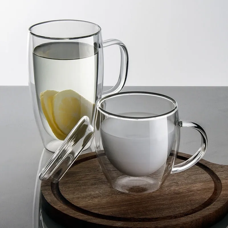 Double Wall Glass Mug with Lid