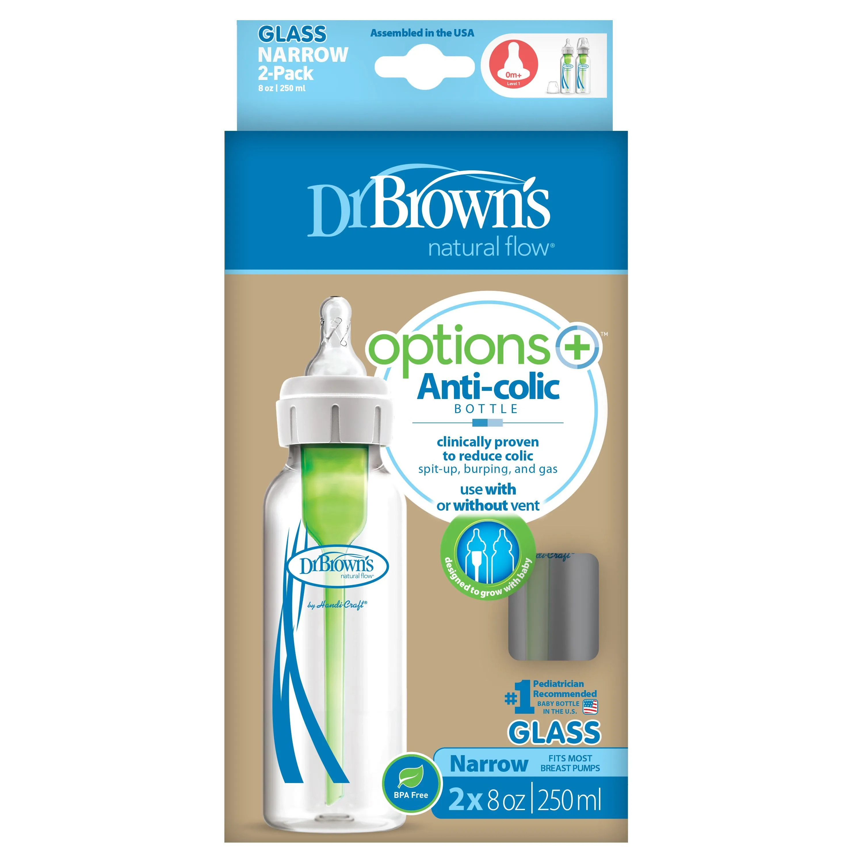 Dr. Brown's - Options  Anti-Colic Narrow Glass Bottles - 2pk/8oz