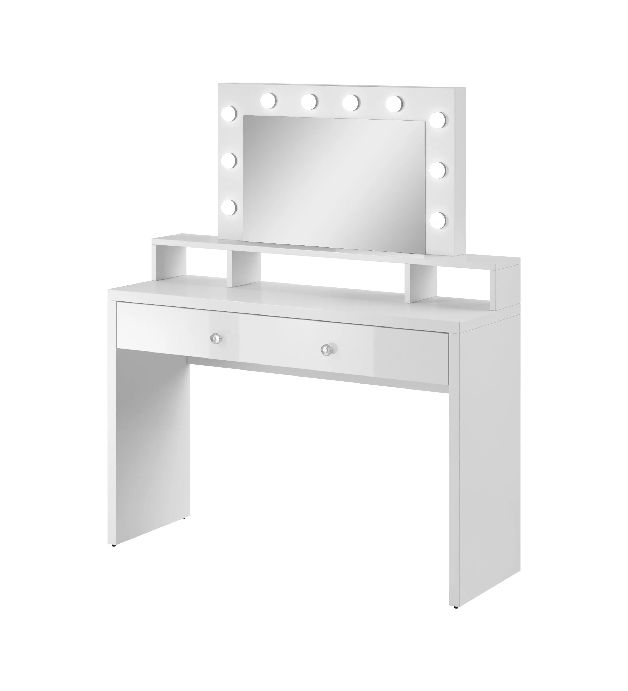 DRESSING TABLE WHITE/WHITE GLOSS WITH MIRROR AND LIGHT