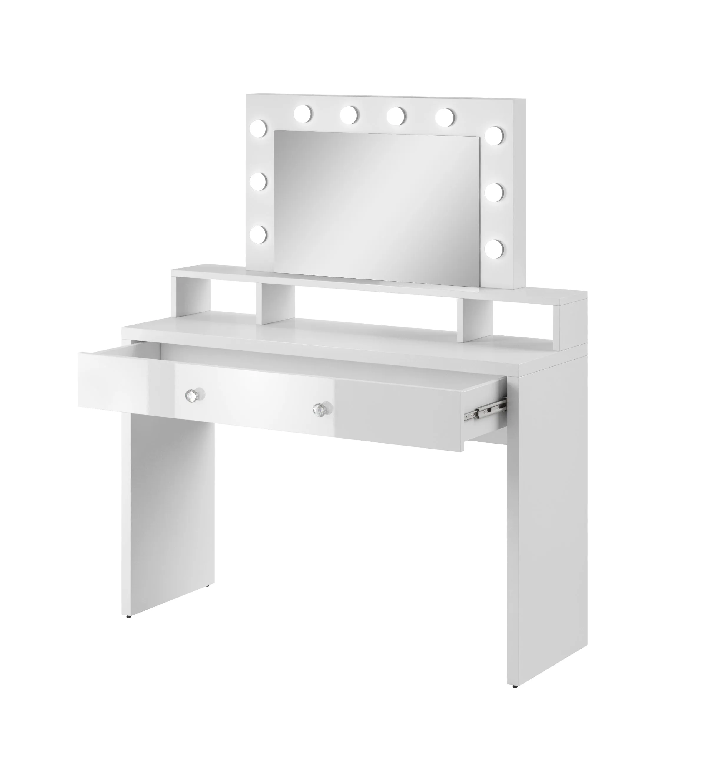 DRESSING TABLE WHITE/WHITE GLOSS WITH MIRROR AND LIGHT