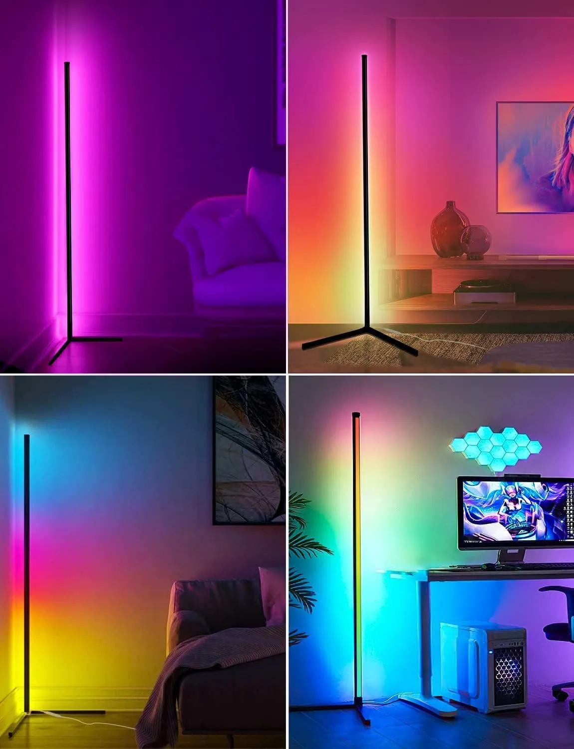 Dynamic RGB IC LED Floor Lamp, Voice Control, 1500 Lumens