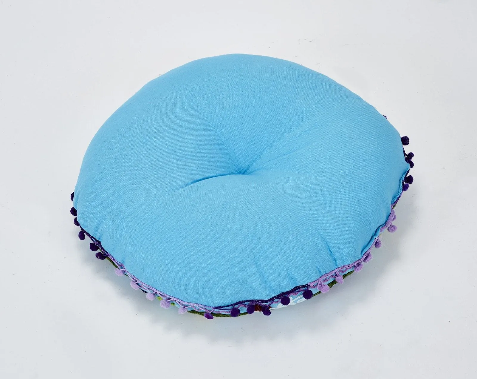 Embroidered Suzani Round Padded Floor Cushion.