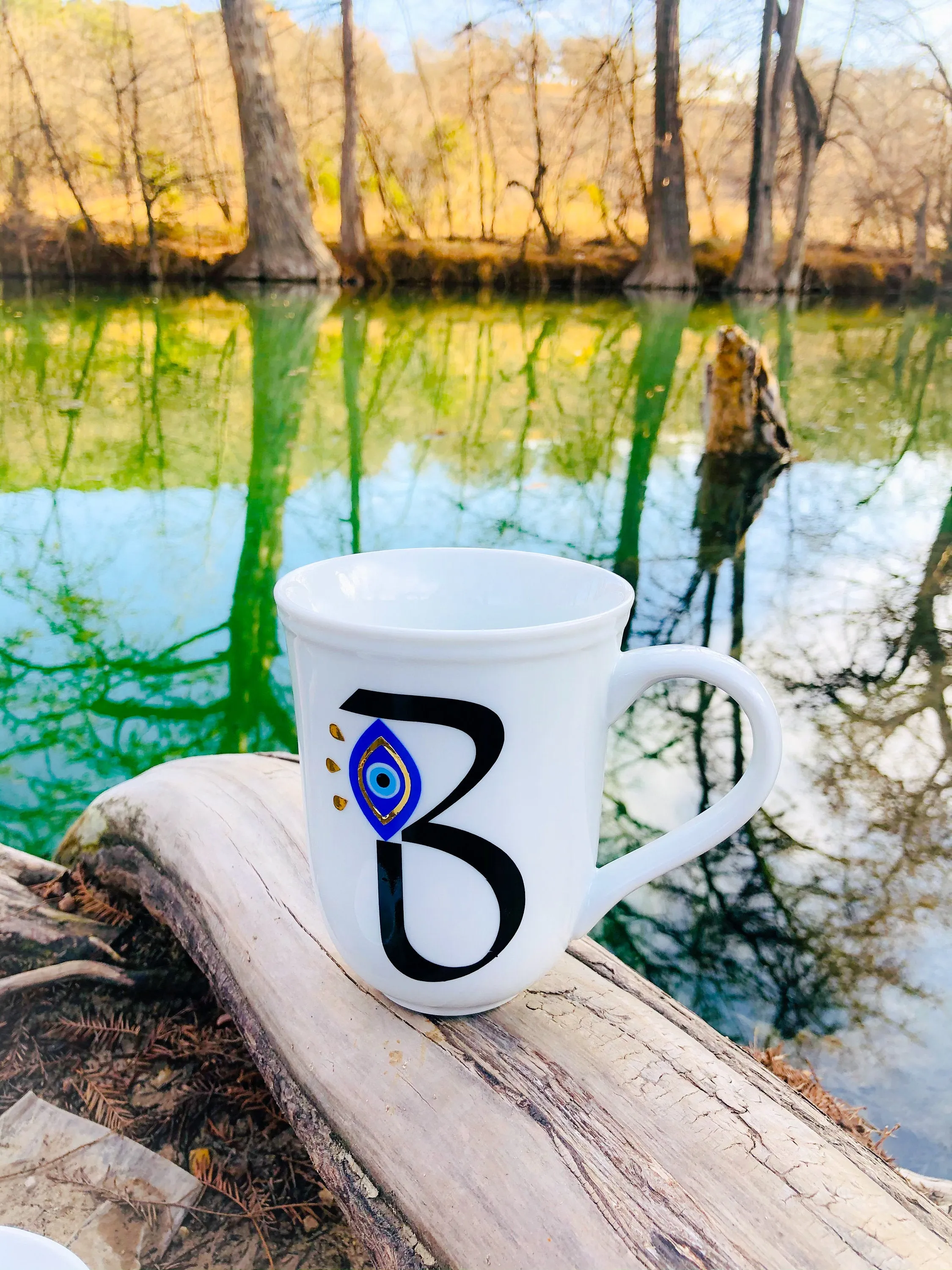 Evil Eye Design Personalized Mug Custom Gift With First Letter Of Your Name Pick Your Letter Mug