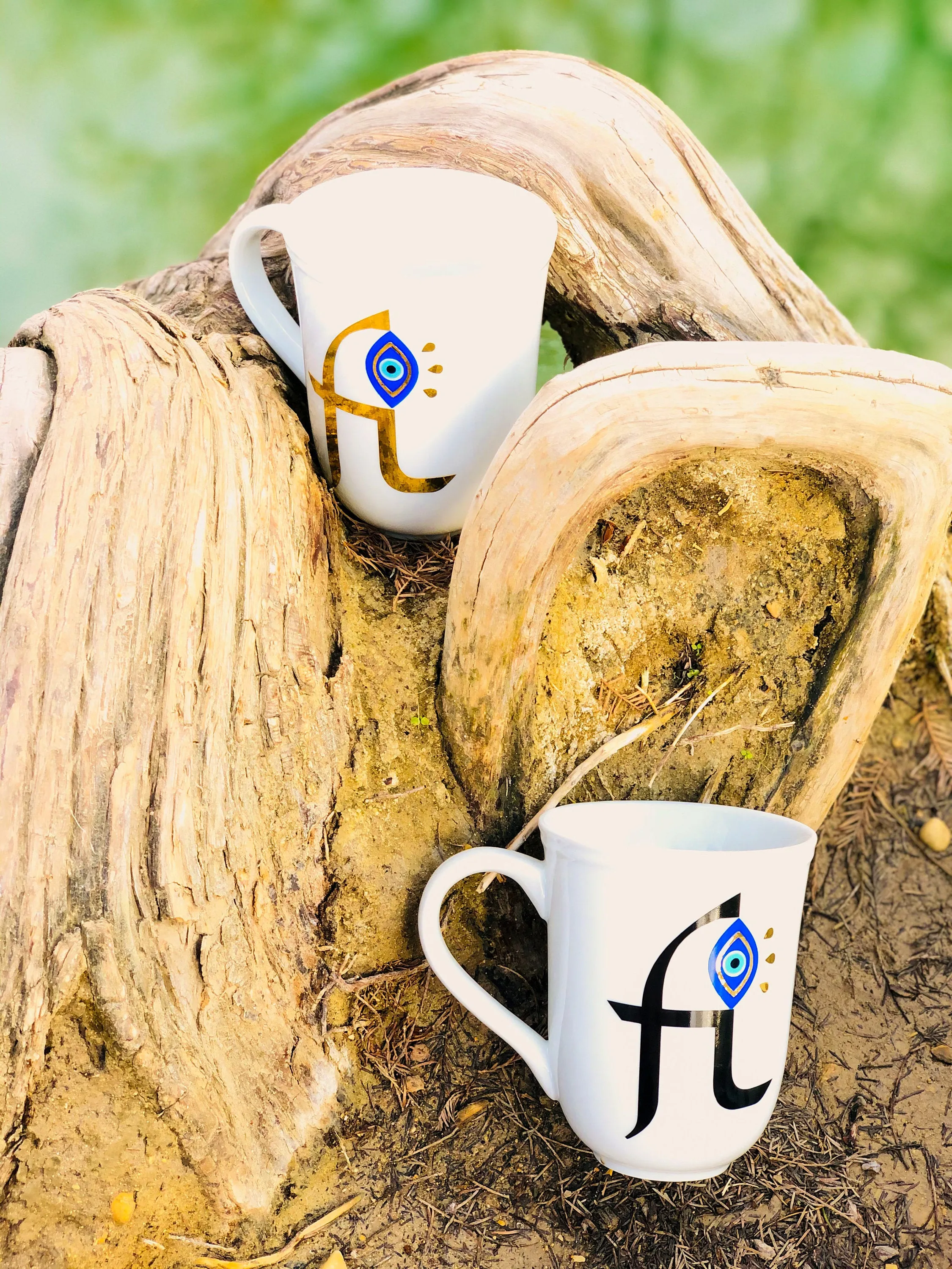 Evil Eye Design Personalized Mug Custom Gift With First Letter Of Your Name Pick Your Letter Mug