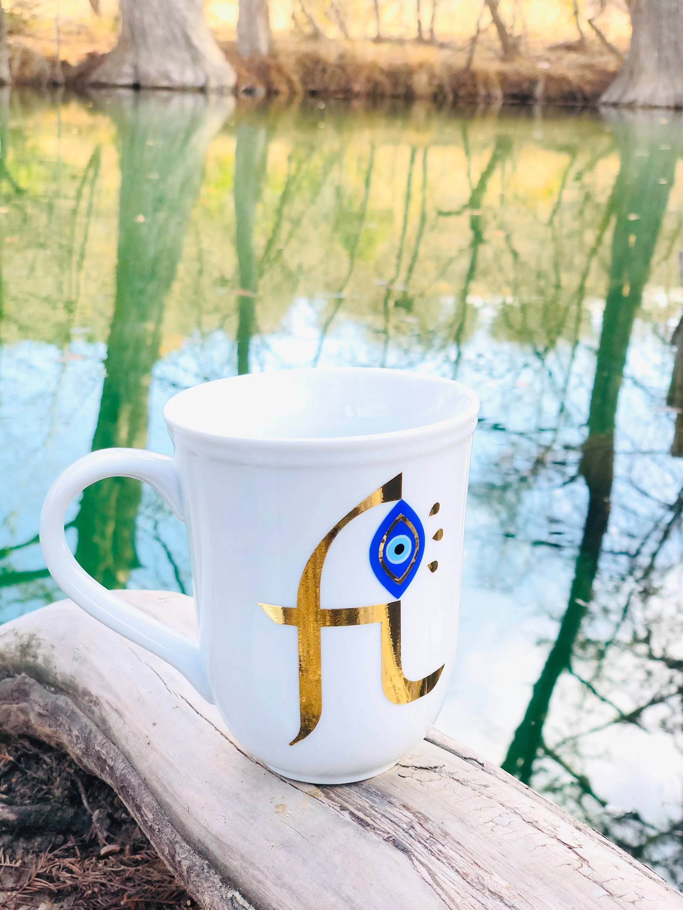 Evil Eye Design Personalized Mug Custom Gift With First Letter Of Your Name Pick Your Letter Mug